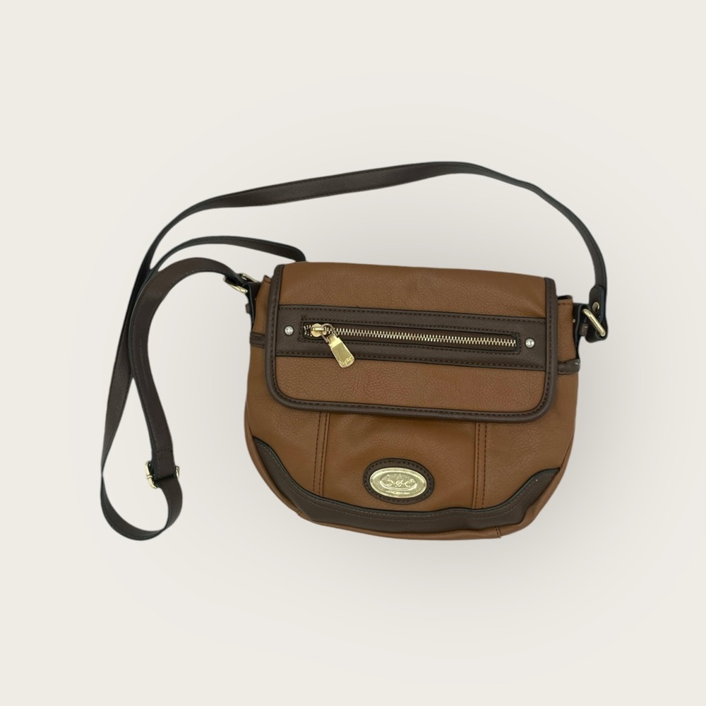B.O.C Womens Brown Leather Adjustable Strap Shoulder Crossbody Bag Purse